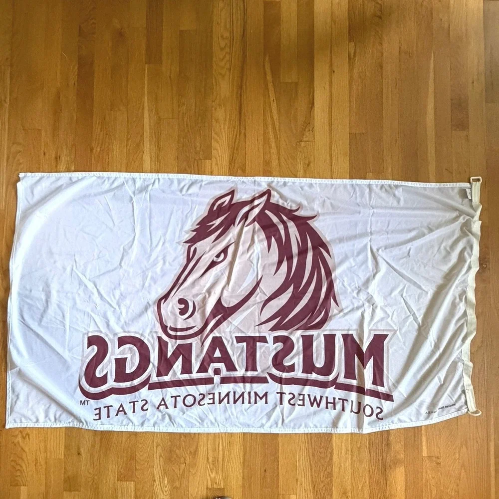 WinCraft SMSU Mustangs Flag Southwest Minnesota State White Good D-Ring Banner